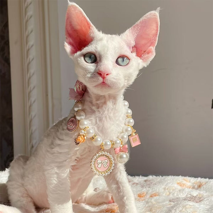 Pet pearl collar necklace