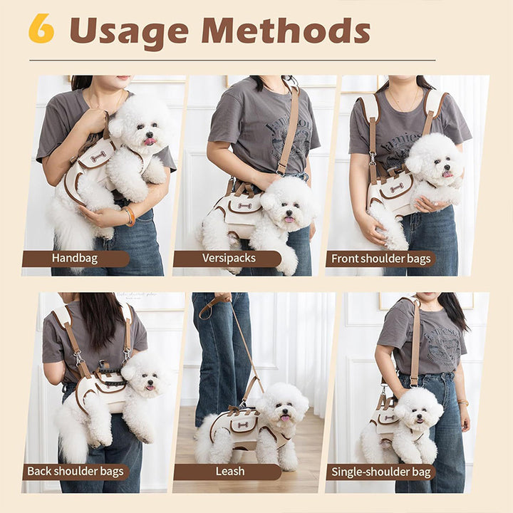 Double-shoulder and hand-held pet leash backpack