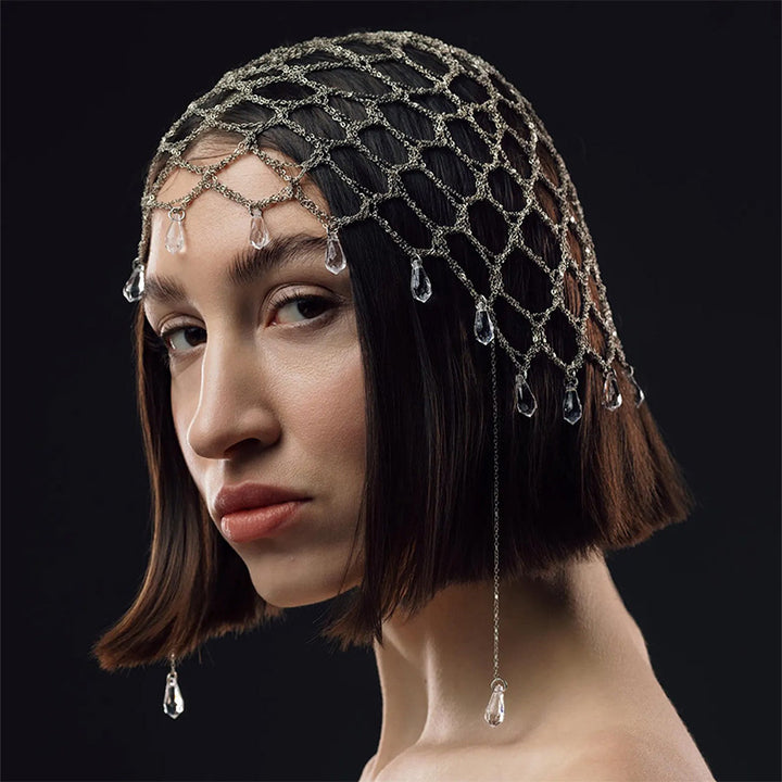 Water drop crystal tassel hair accessory