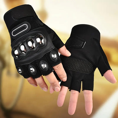 Outdoor Sports Steel Shell Half-Finger Gloves