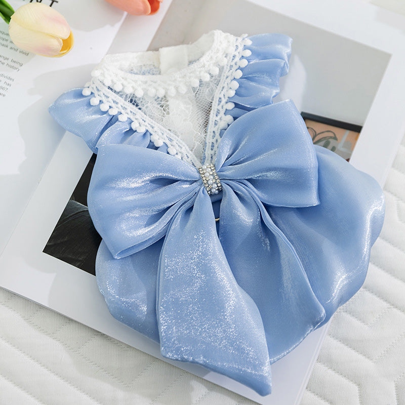 Cat-themed shimmering bow dress