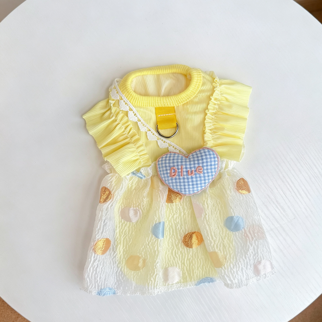 Yellow Polka Dot Pet Bubble Dress