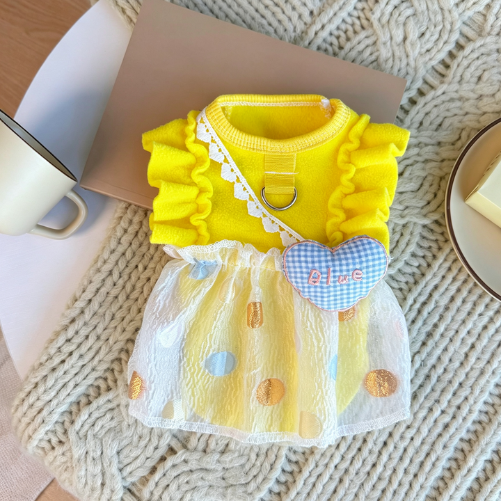 Yellow Polka Dot Pet Bubble Dress