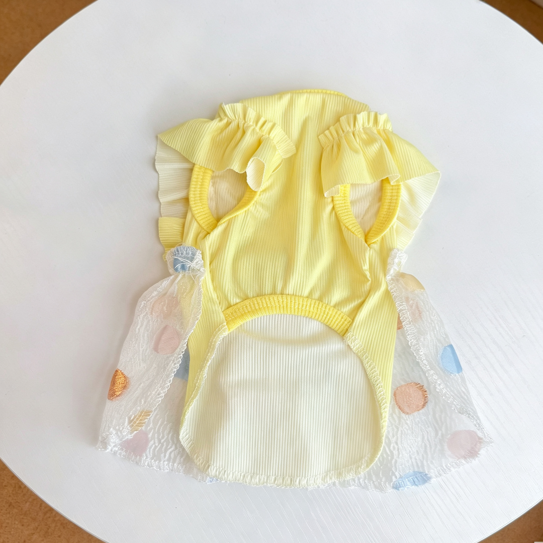 Yellow Polka Dot Pet Bubble Dress