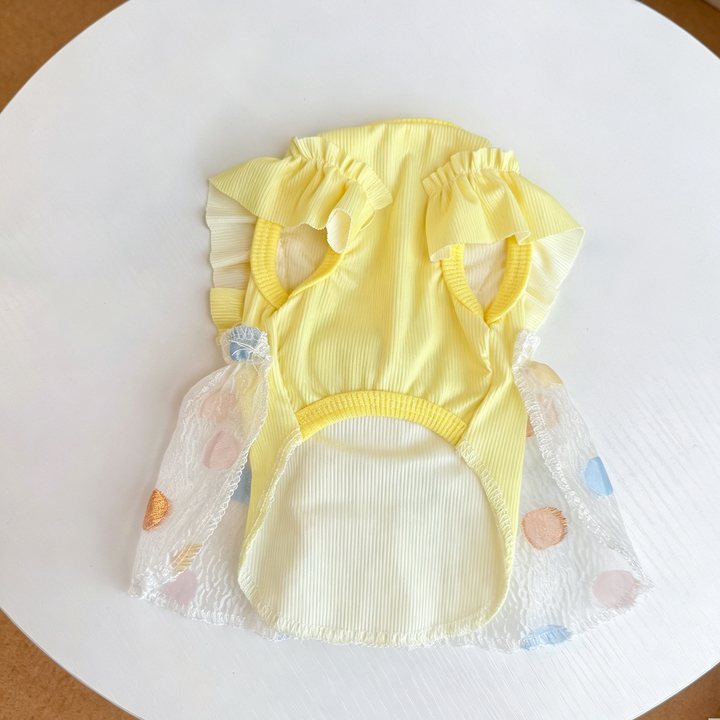 Yellow Polka Dot Pet Bubble Dress