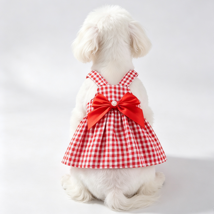 Gingham Bow Pet Suspender Dress