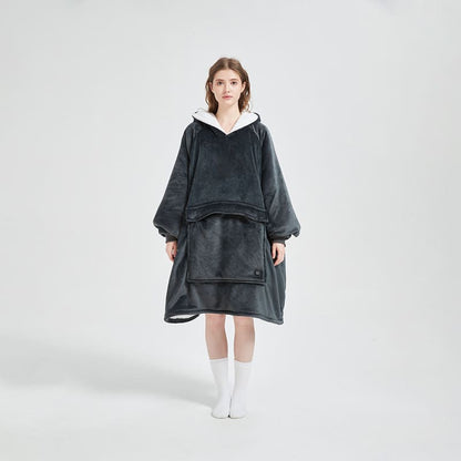 Double-Layer Hooded Lazy Blanket