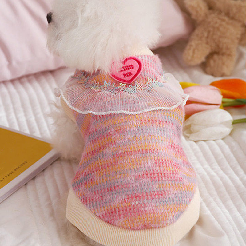 Cute Pet Vest with Lace Knitwear