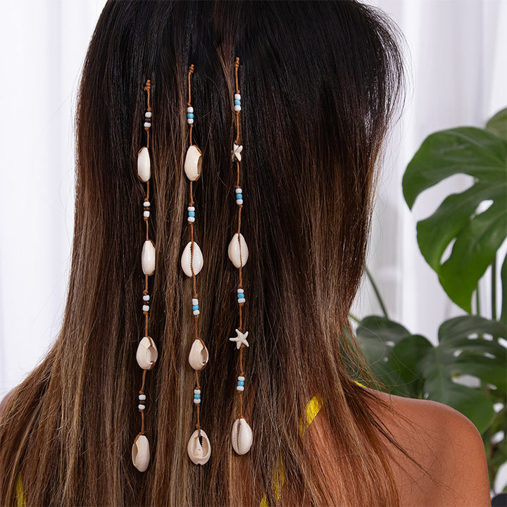 Resort-style seashell beaded hair accessories