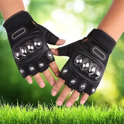 Outdoor Sports Steel Shell Half-Finger Gloves