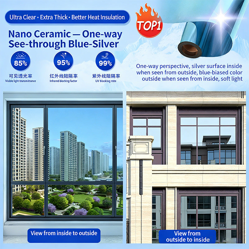 Adhesive-free one-way heat-insulating glass film