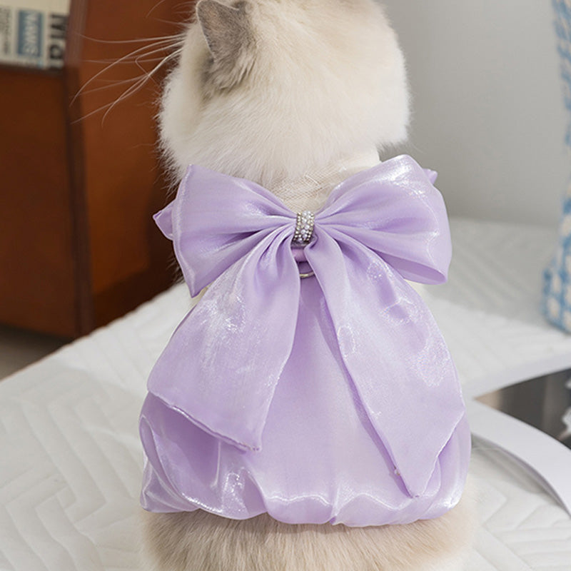 Cat-themed shimmering bow dress