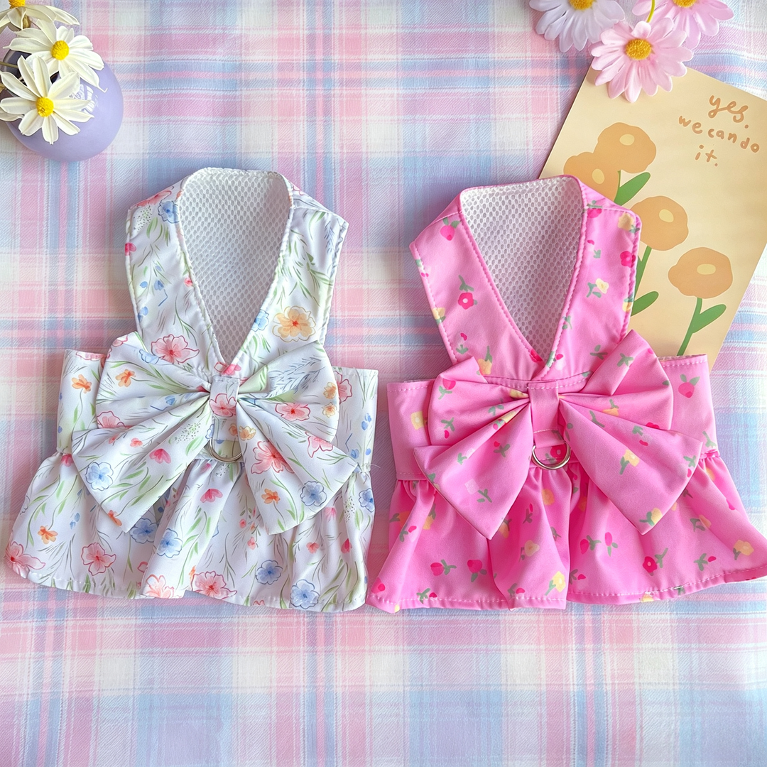 Floral Pet Harness Dress