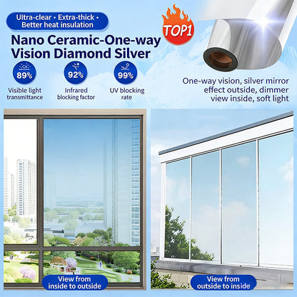 Adhesive-free one-way heat-insulating glass film