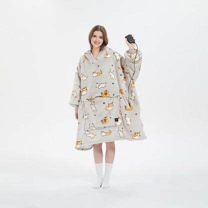 Double-Layer Hooded Lazy Blanket