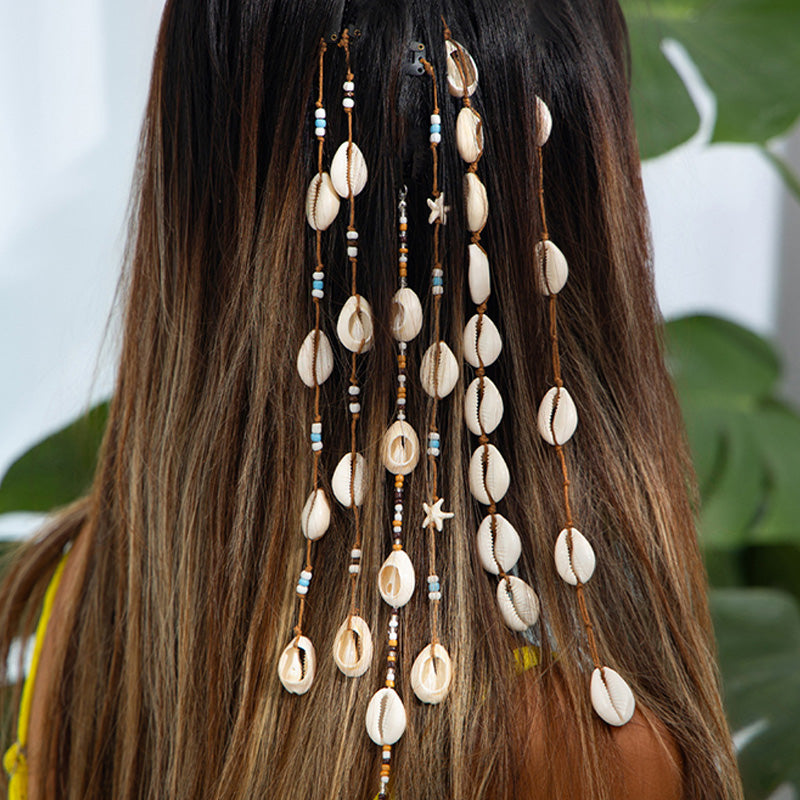 Resort-style seashell beaded hair accessories