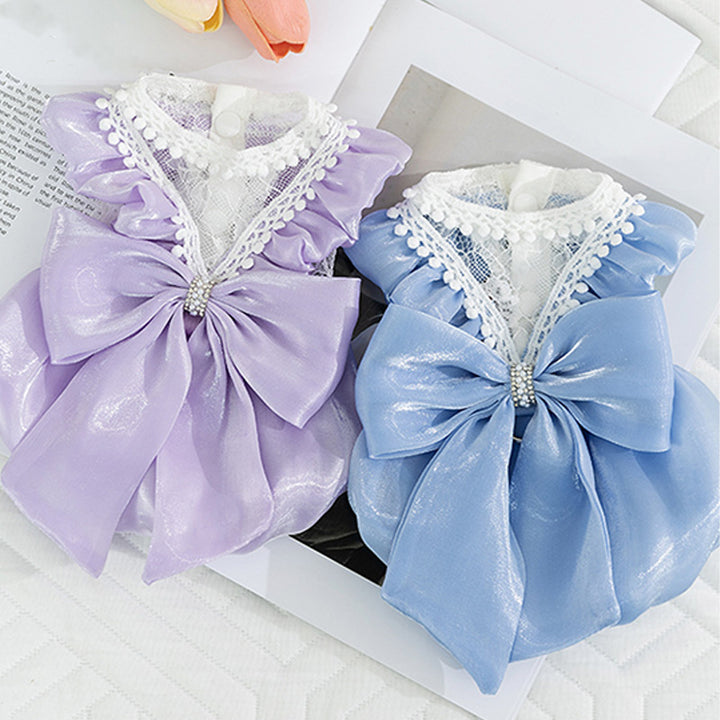 Cat-themed shimmering bow dress