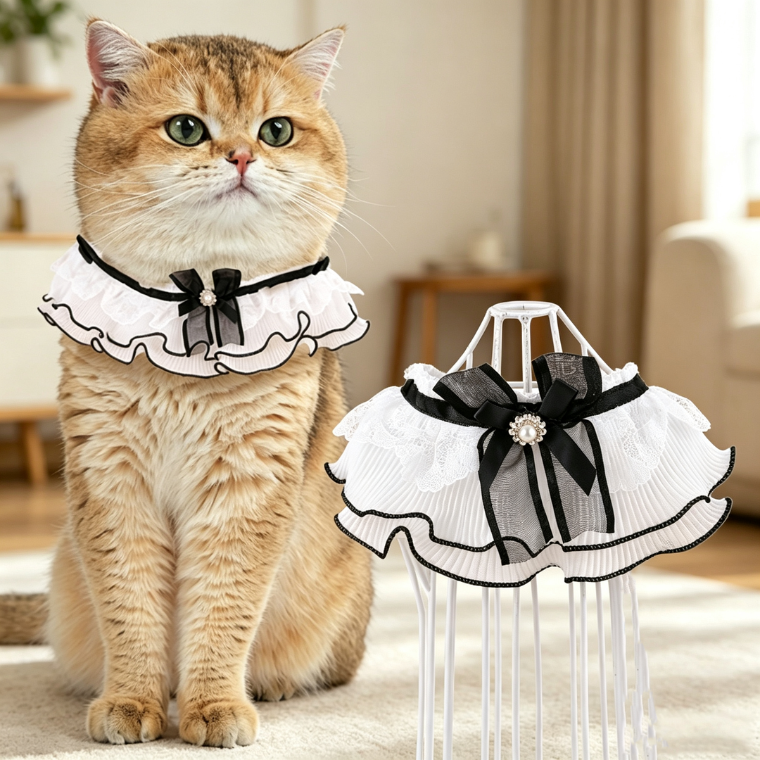 Black and white lace bibs for cats and dogs