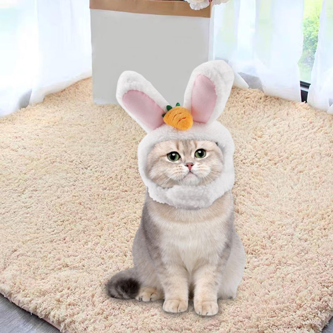 Plush Bunny Ear Pet Hat With Carrot