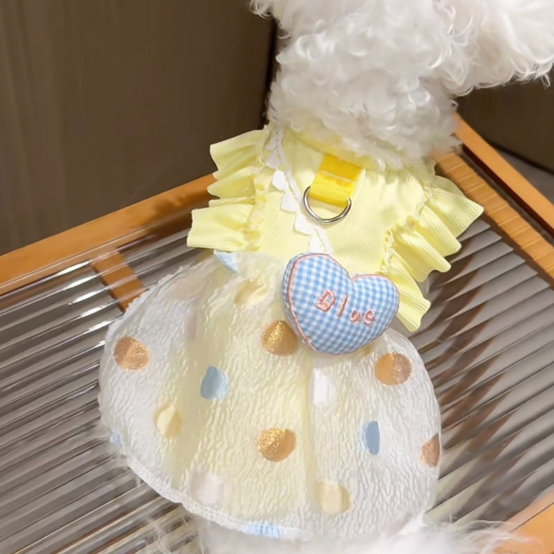 Yellow Polka Dot Pet Bubble Dress