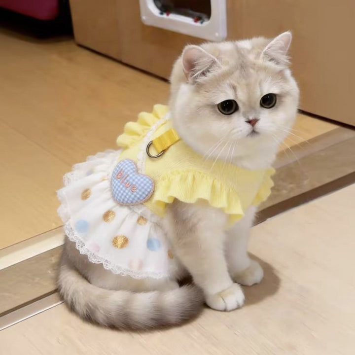 Yellow Polka Dot Pet Bubble Dress
