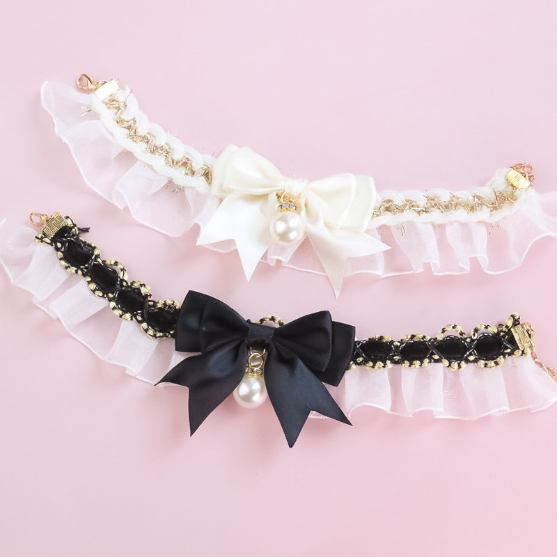 Pet Bow and Pearl Collar