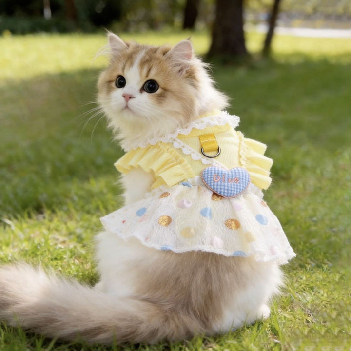 Yellow Polka Dot Pet Bubble Dress