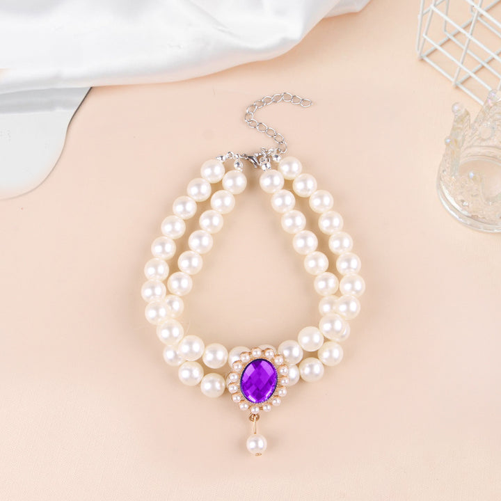 Adjustable Double Layer Pet Pearl Necklace