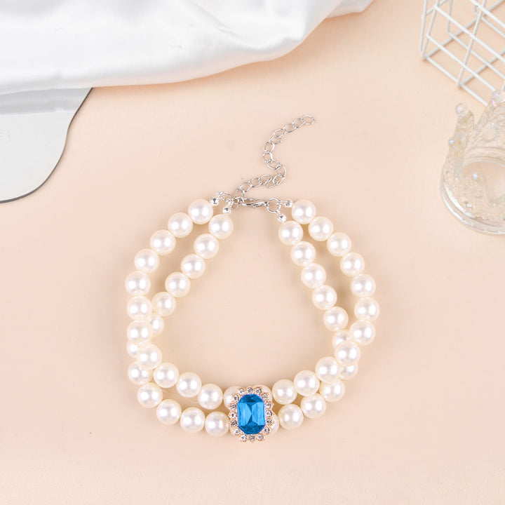 Adjustable Double Layer Pet Pearl Necklace