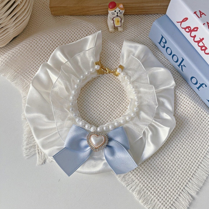 Cute Cream-Colored Bow Pet Collar