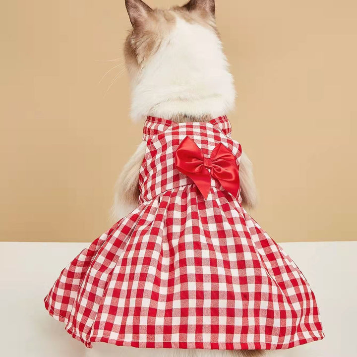Gingham Bow Pet Suspender Dress