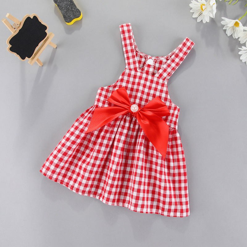 Gingham Bow Pet Suspender Dress