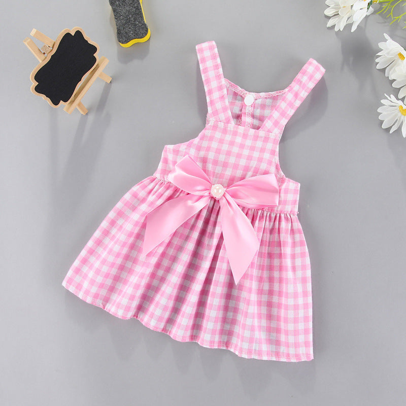 Gingham Bow Pet Suspender Dress