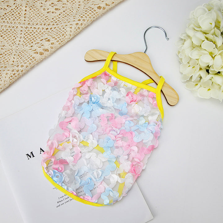 Floral Mesh Pet Sling Tank Summer Vest