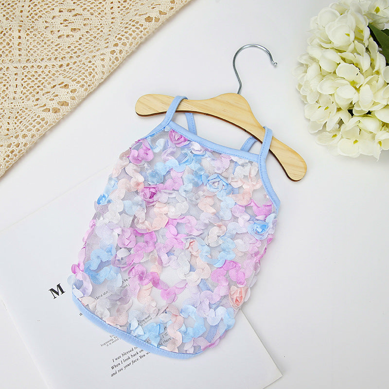 Floral Mesh Pet Sling Tank Summer Vest