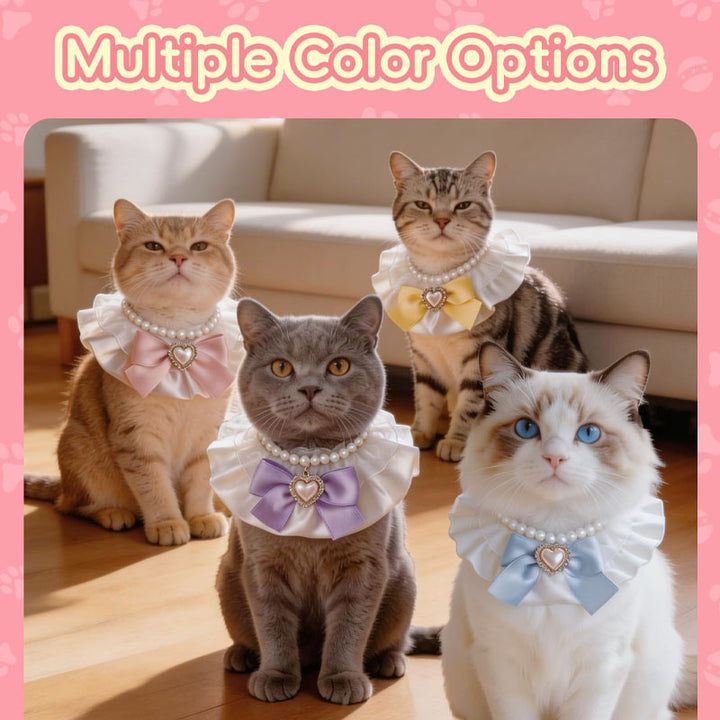 Cute Cream-Colored Bow Pet Collar