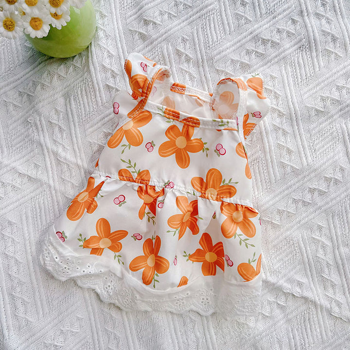 Floral Lace Pet Dress with Flutter Sleeves