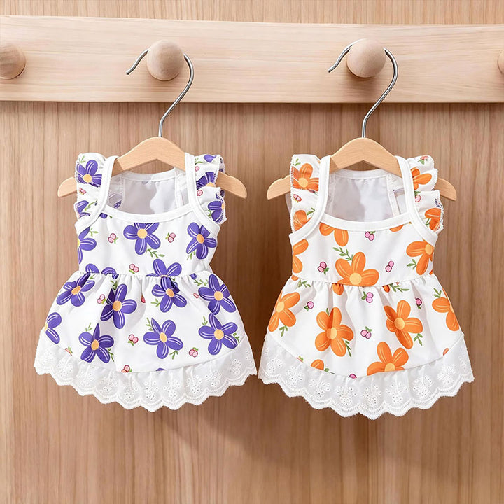 Floral Lace Pet Dress with Flutter Sleeves