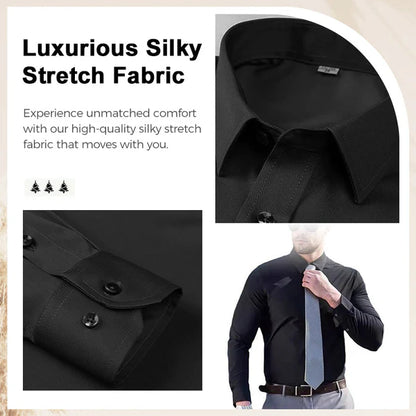 Men's Silky Wrinkle Resistant Solid Color Stretch Shirt🔥💕