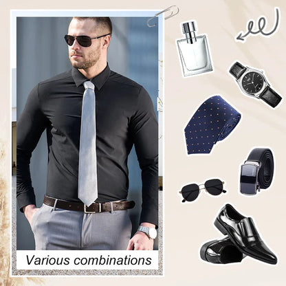 Men's Silky Wrinkle Resistant Solid Color Stretch Shirt🔥💕